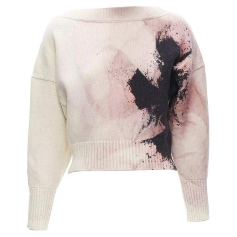 ALEXANDER MCQUEEN 2021 Anemone wool cashmere floral print cropped sweater XXS