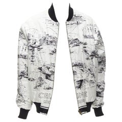 CELINE Hedi Slimane Runway Casaque Bómber reversible de seda blanca foulard FR34