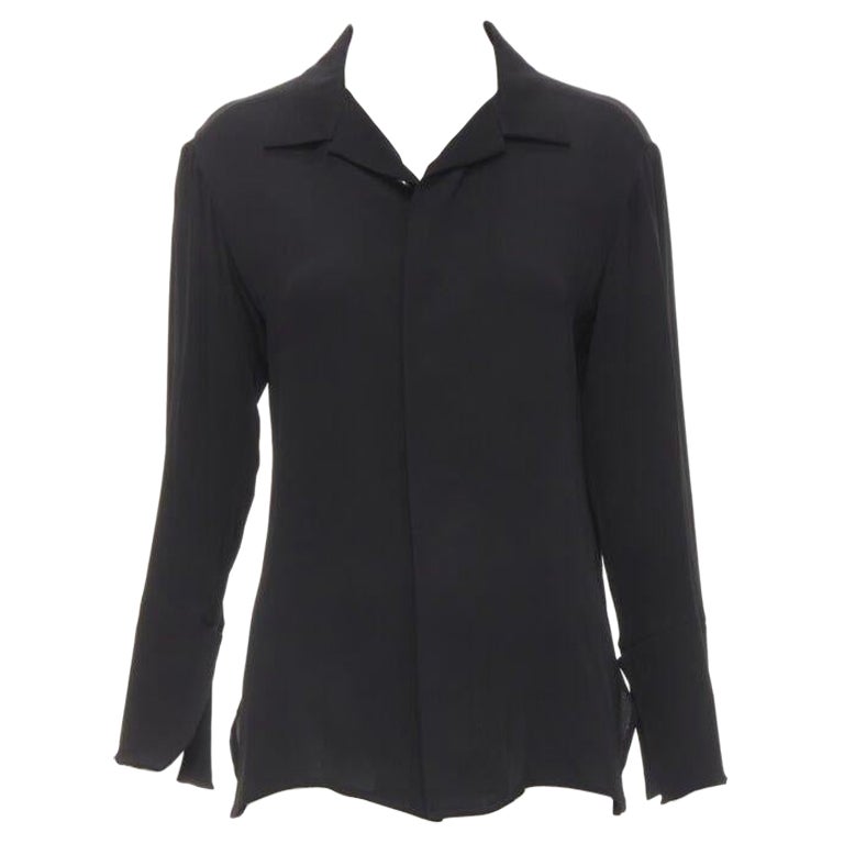 YOHJI YAMAMOTO Camisa de crepé 100% seda con cuello abierto y botones ocultos