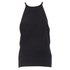 LOEWE Vintage 100% cashmere black knit racer back vest top S