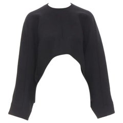 MARNI 100% lana crepe nero orlo curvo top boxy cocoon IT38 XS