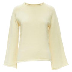 YOHJI YAMAMOTO jersey beige crema 100% lana borde enrollado manga ancha M