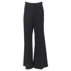 YOHJI YAMAMOTO pantalón ancho de cintura alta con ribete de grosgrain de lana negra JP3 L