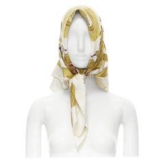 HERMES Joachim Metz 1989 "Ivory Poste et Cavalerie" print silk scarf