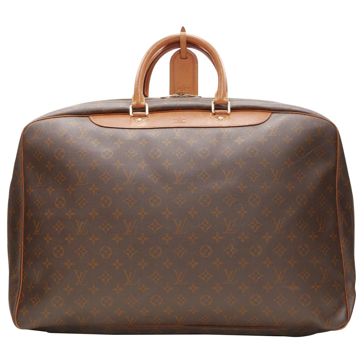 LOUIS VUITTON VIntage Alize brown monogram leather trim 2 compartment bag