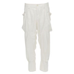 ISSEY MIYAKE white polyester cargo pocket dropped crotch parachute pants JP4 L