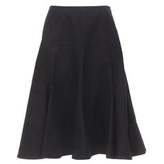 Yohji Yamamoto gonna midi svasata in cotone pesante nero JP2 M