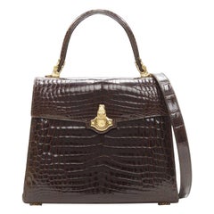 KWANPEN borsa a tracolla in pelle marrone lucida e oro a scaglie