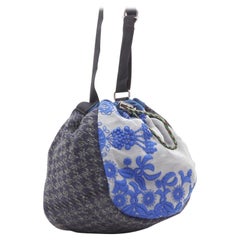 SACAI Transformable mixed fabric wool drawstring bucket crossbody tote bag