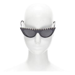 VALENTINO VA4018 Rockstud black gold studded cateye sunglasses