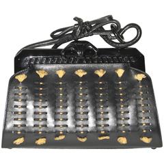 Christian Dior Black "Samouraï 1947" Clutch Snake Motif Handle Strap 7