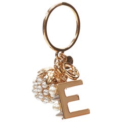 FENDI gold tone E alphabet pearl spike embellished berry charm ring