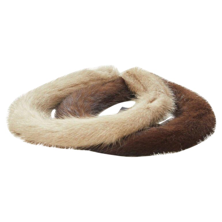 ALEXANDER ZOUARI 2X brown natural grey mink fur headband