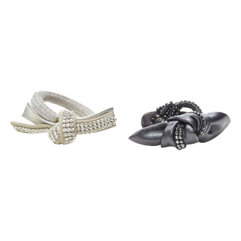 ALEXANDRE DE PARIS Alexander Zouari LOT OF 2 silver crystal bow tassel hair tie