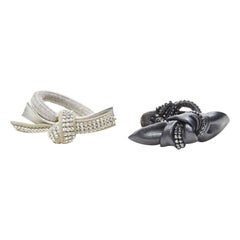ALEXANDRE DE PARIS Alexander Zouari LOT OF 2 silver crystal bow tassel hair tie
