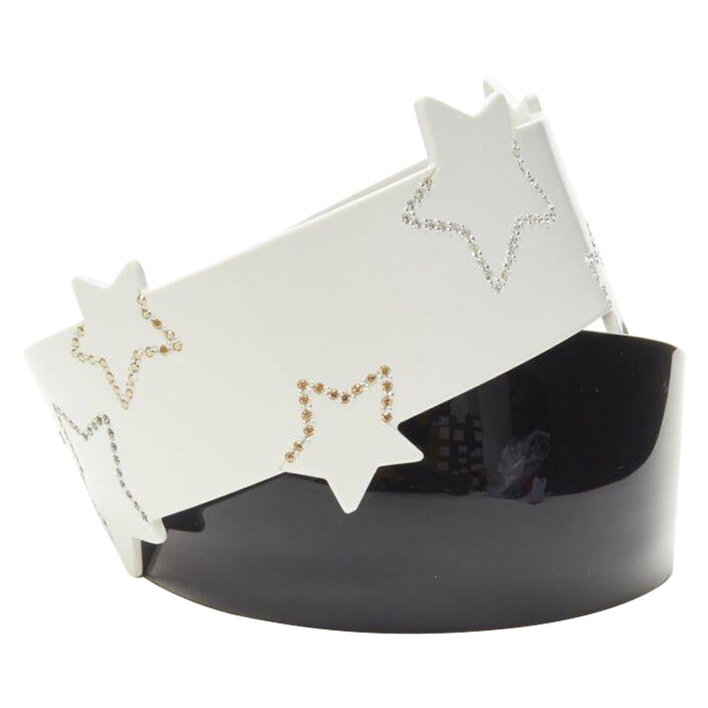 ALEXANDER ZOUARI LOT OF 2 crystal  white star acrylic wide plain black headband