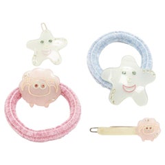 CHIC & MODE Alexandre Zouari 4X green crystal star pink sheep hair clip tie