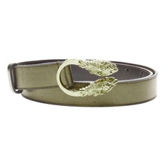 Gucci Ceinture skinny en cuir cuivré métallisé à boucle double tigre ton or 75cm 30"