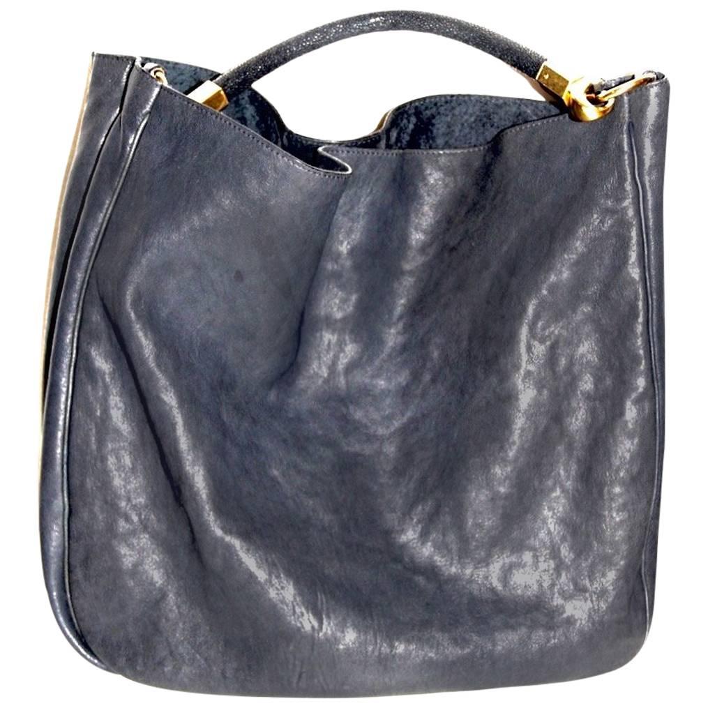 Yves Saint Laurent - Sac fourre-tout «ady » bleu marine à poignée supérieure courte