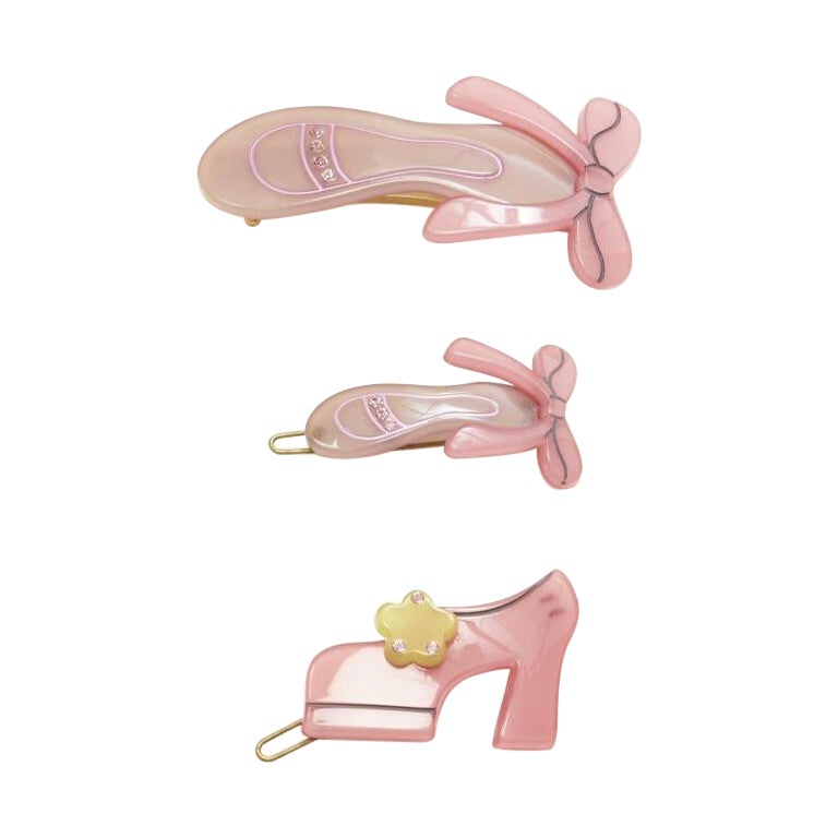 CHIC & MODE Alexandre Zouari LOT OF 3 pink ballerina shoes hair clip