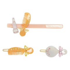 CHIC & MODE Alexandre Zouari orange grey combs lipstick acrylic clips X3