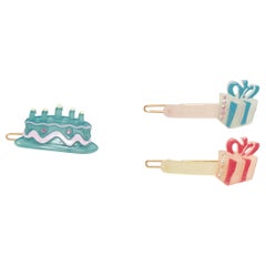 CHIC & MODE Alexandre Zouari colourful crystal birthday cake gifts hair clips X3