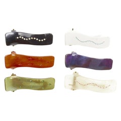 CHIC & MODE Alexandre Zouari LOT OF 6 crystal embellished plastic hair clips