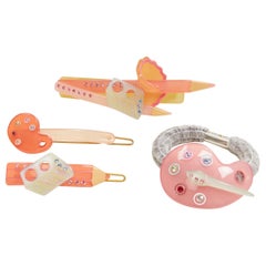 CHIC & MODE Alexandre Zouari rosa spazzola ferma cravatta in cristallo acrilico X4