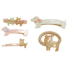 CHIC & MODE Alexandre Zouari LOT OF 5 dogs crystal acrylic hair clip tie