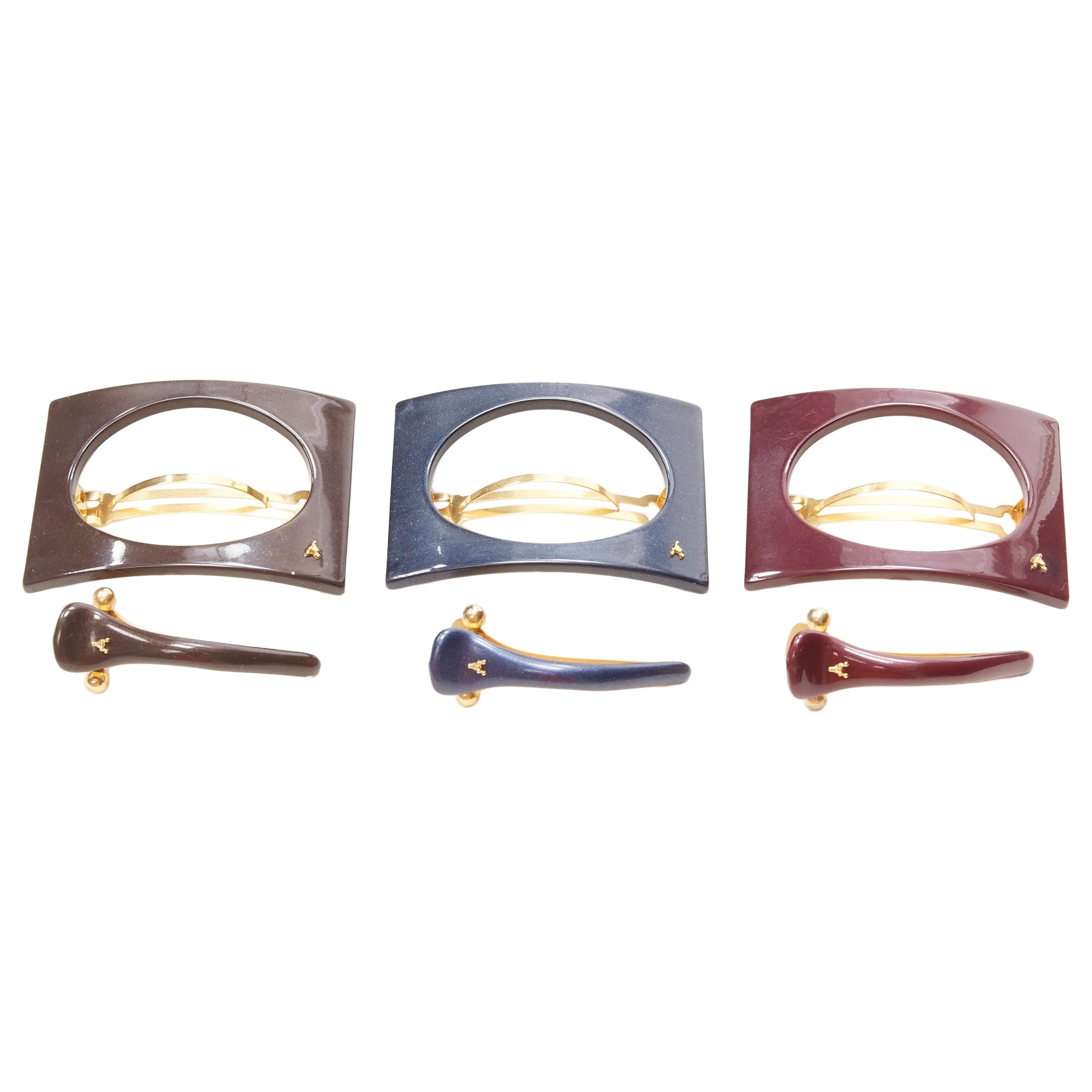 ALEXANDRE DE PARIS Zouari marrone blu rosso quadrato tagliato in acrilico X6