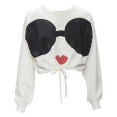 ALICE OLIVIA Stacey Bendet graphic girls face drawstring cropped pullover XS