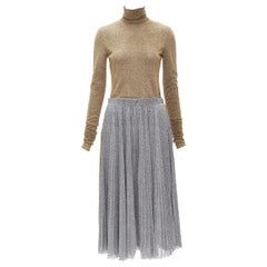 PHILOSOPHY LORENZO SERAFINI metallic gold silver lurex turtleneck skirt set S