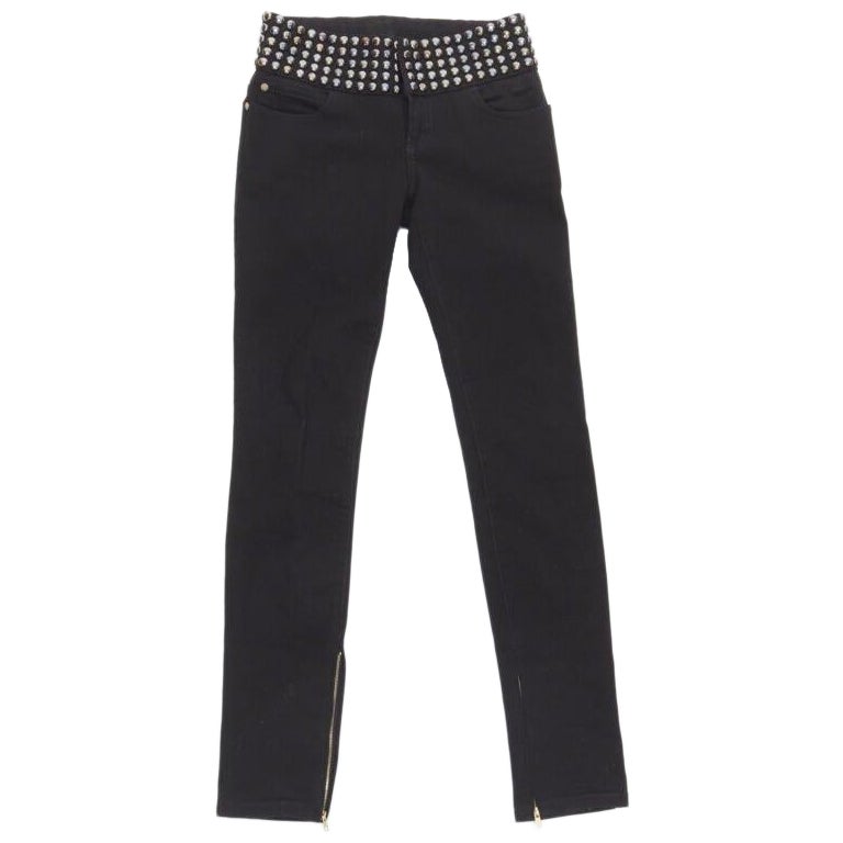 GUCCI silver dome stud embellishment waist black denim jeans IT36 XS