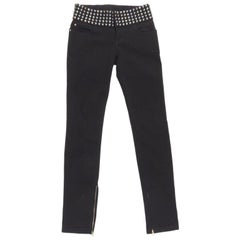 GUCCI silver dome stud embellishment waist black denim jeans IT36 XS