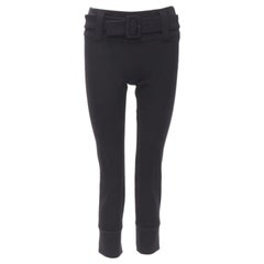 PRADA black wool buckle belt tapered cropped pants XS