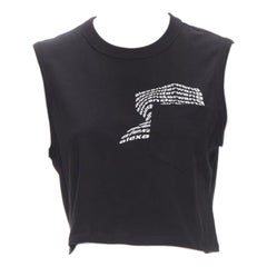 ALEXANDER WANG T black logo swirl print patch pocket cropped tank top S