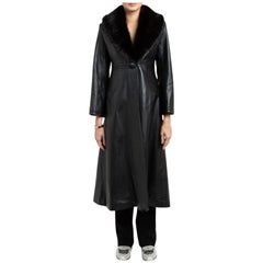 Verheyen London Bespoke Edward Leather Trench Coat en noir, taille 14