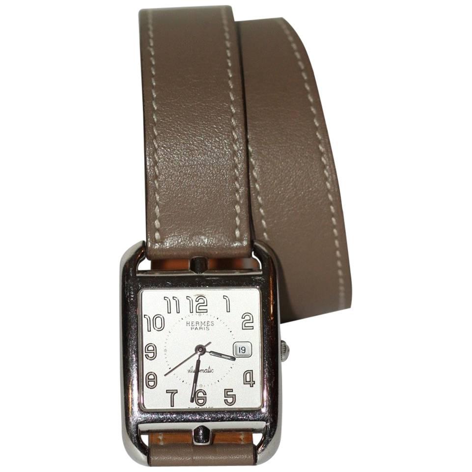 Hermes Cape Cod GM Watch Etaupe Double-loop Leather Strap - 4 EXTRA bracelets
