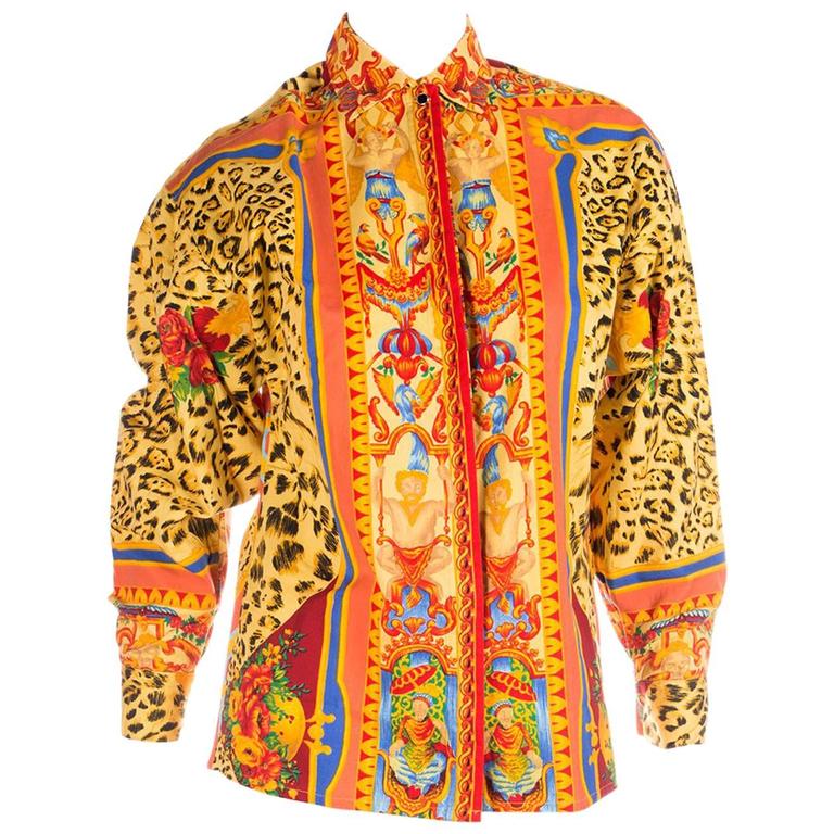 Versus Gianni Versace Angel Leopard Print Shirt at 1stDibs