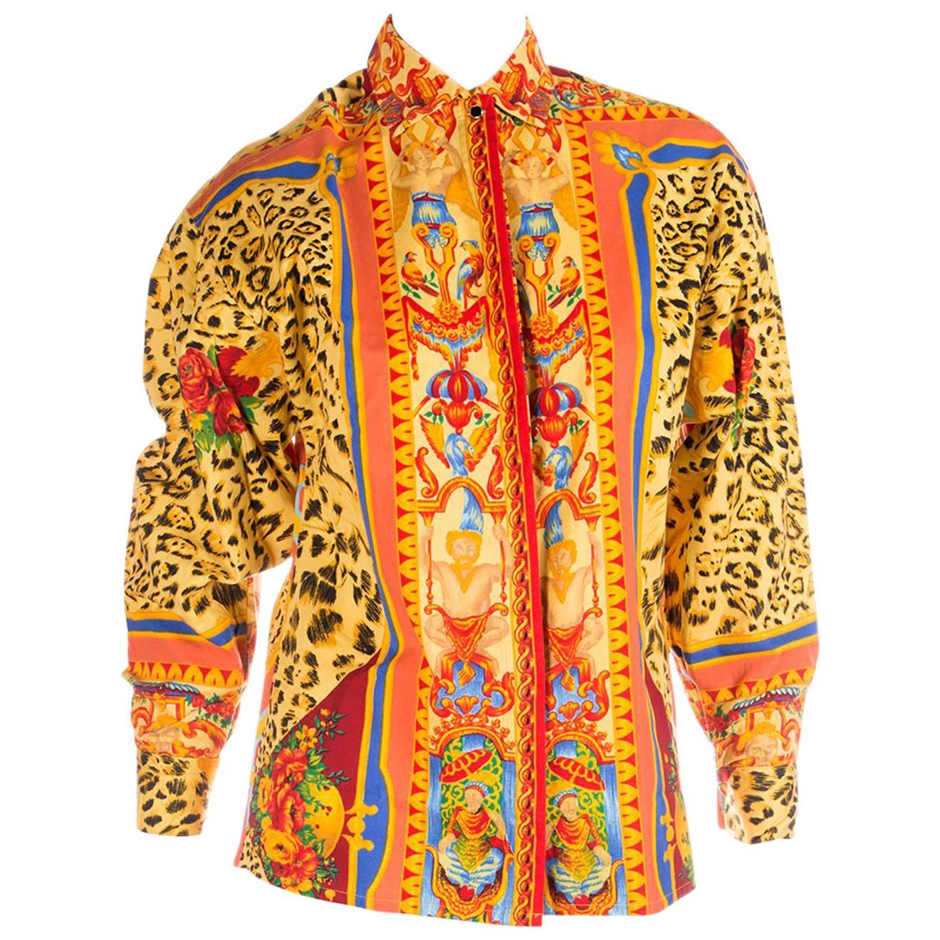 Versus Gianni Versace Angel Leopard Print Shirt