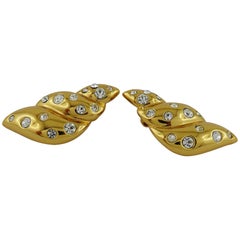 Yves Saint Laurent YSL Vintage Jewelled Shell Clip-On Earrings