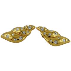 Yves Saint Laurent YSL Vintage Jewelled Shell Clip-On Earrings 6
