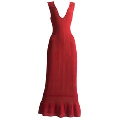 Azzedine Alaia red open knit fishtail evening dress, ss 1996