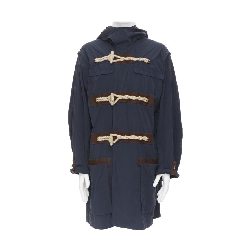 KOLOR azul marino cuerda madera botón toggle anorak parka chaqueta JP2 M