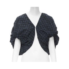 PORTS 1961 black blue Shibori dyed crinkled voluminous cropped bolero US0 XS