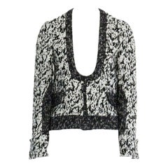 runway PROENZA SCHOULER 2011 white black boucle hook eye cropped jacket US4 S