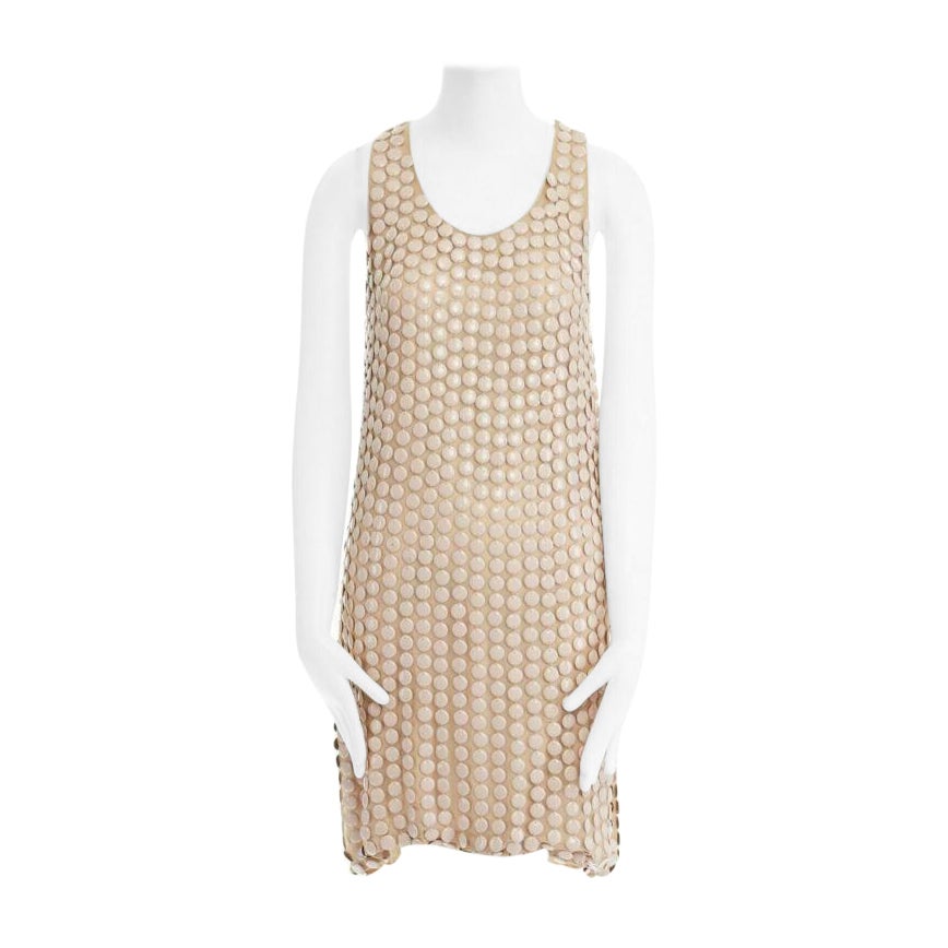 STELLA MCCARTNEY 2005 pink metal paillettes racer back mini dress IT42 M For Sale