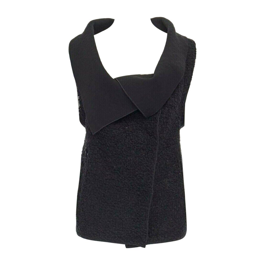 ROLAND MOURET RM wool mohair blend draped collar sleeveless vest jacket US6 M For Sale