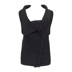 ROLAND MOURET RM wool mohair blend draped collar sleeveless vest jacket US6 M