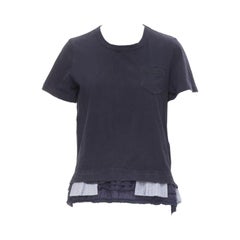 SACAI 2017 - Tshirt svasata in cotone lavato con pieghe e pizzo JP2 M